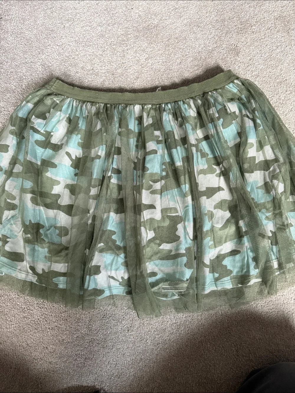 Green Camo Tulle Skater Skort